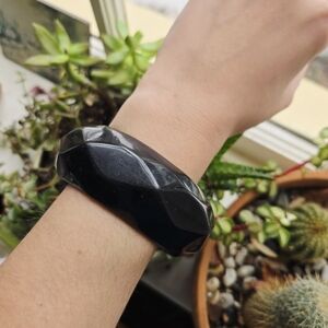 Vintage Monet Chunky Black Bangle Bracelet